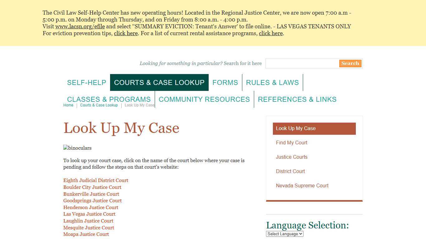 Look Up My Case - Civil Law Self-Help Center